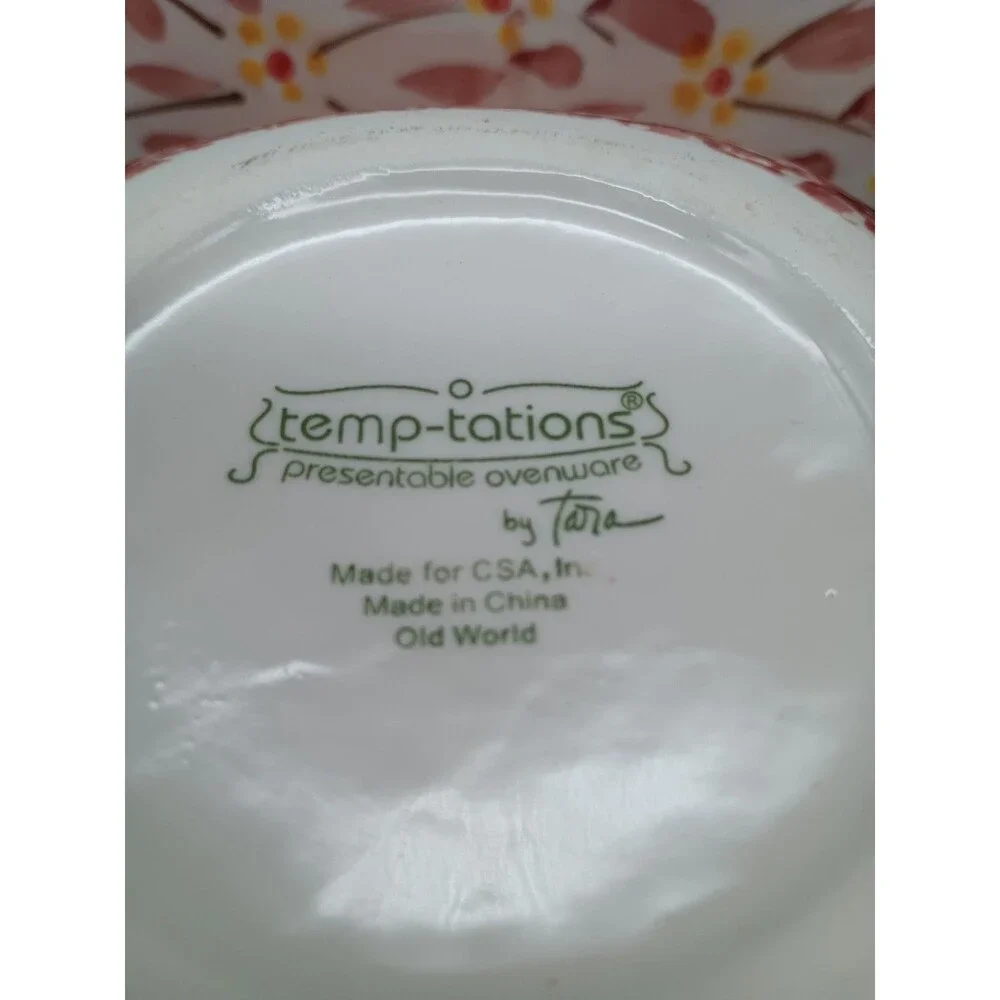 Temp-Tations OLD WORLD CRANBERRY 1 & 1.5 qt Square Mixing Bake Serve Bowls
